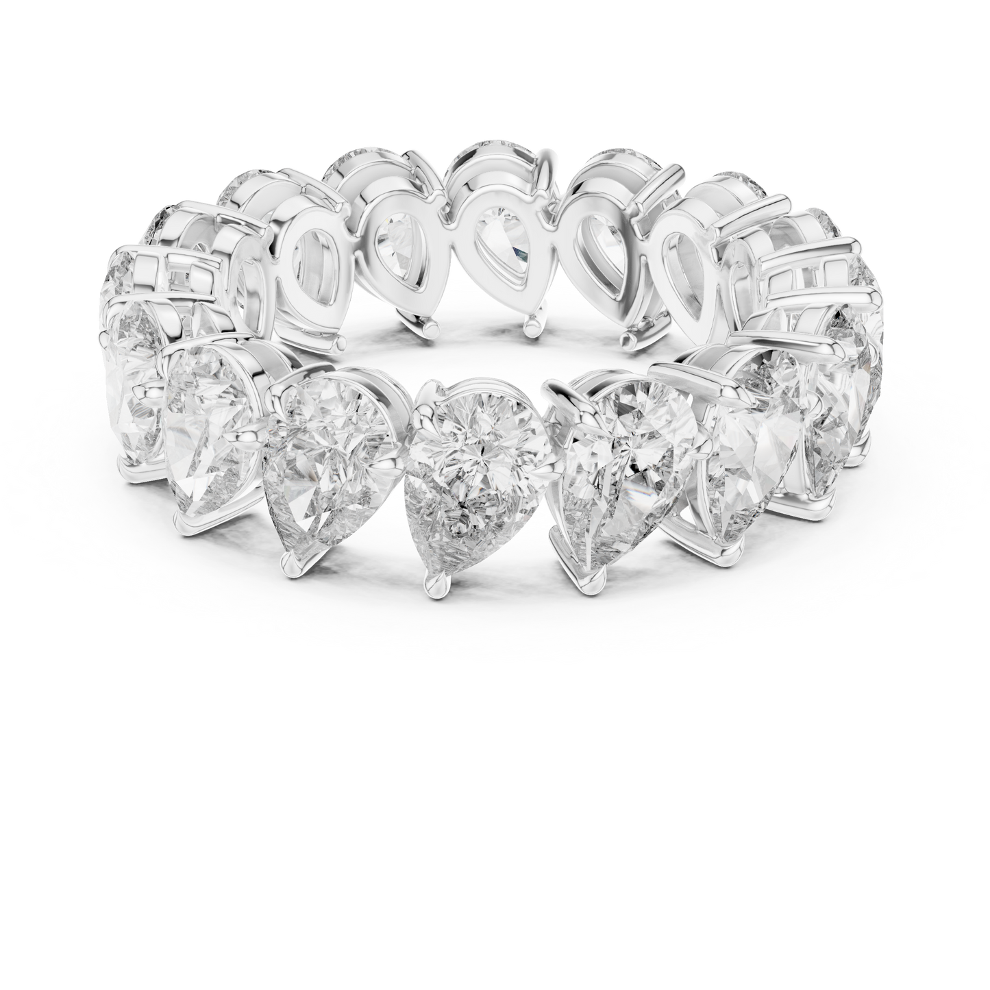 6.4ctw Yellow Gold Pear Diamond Full Eternity Ring | Bezel Set Diamond Band