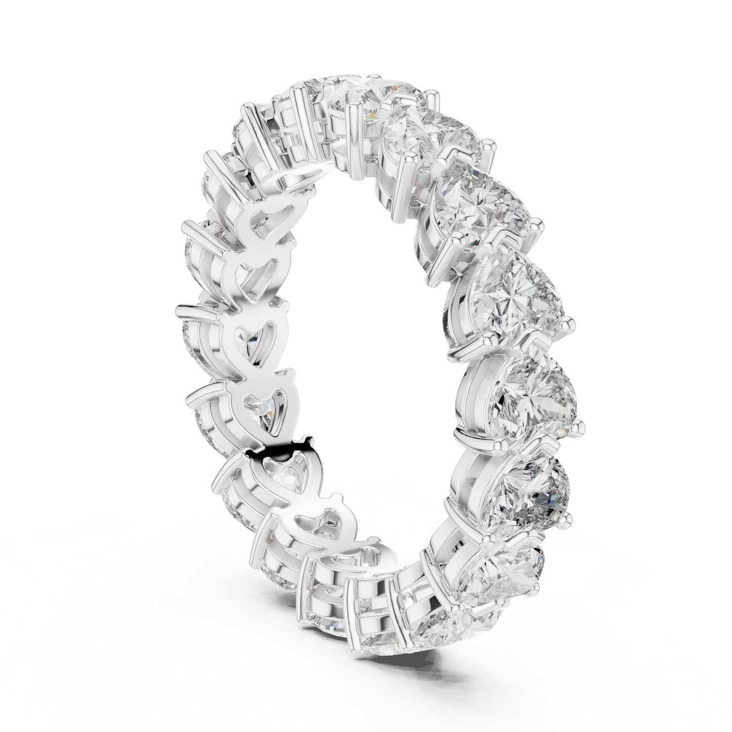 4.86ctw Heart Shaped Diamond Full Eternity Band - Solid Gold