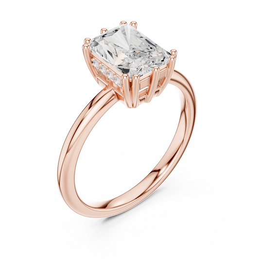 2.05ctw Radiant Cut Solitaire Ring with Hidden Halo | Yellow Gold