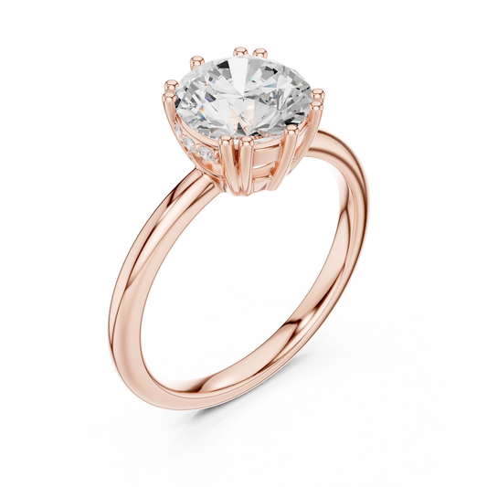2.04ctw Round Cut Solitaire Ring with Hidden Halo | Yellow Gold