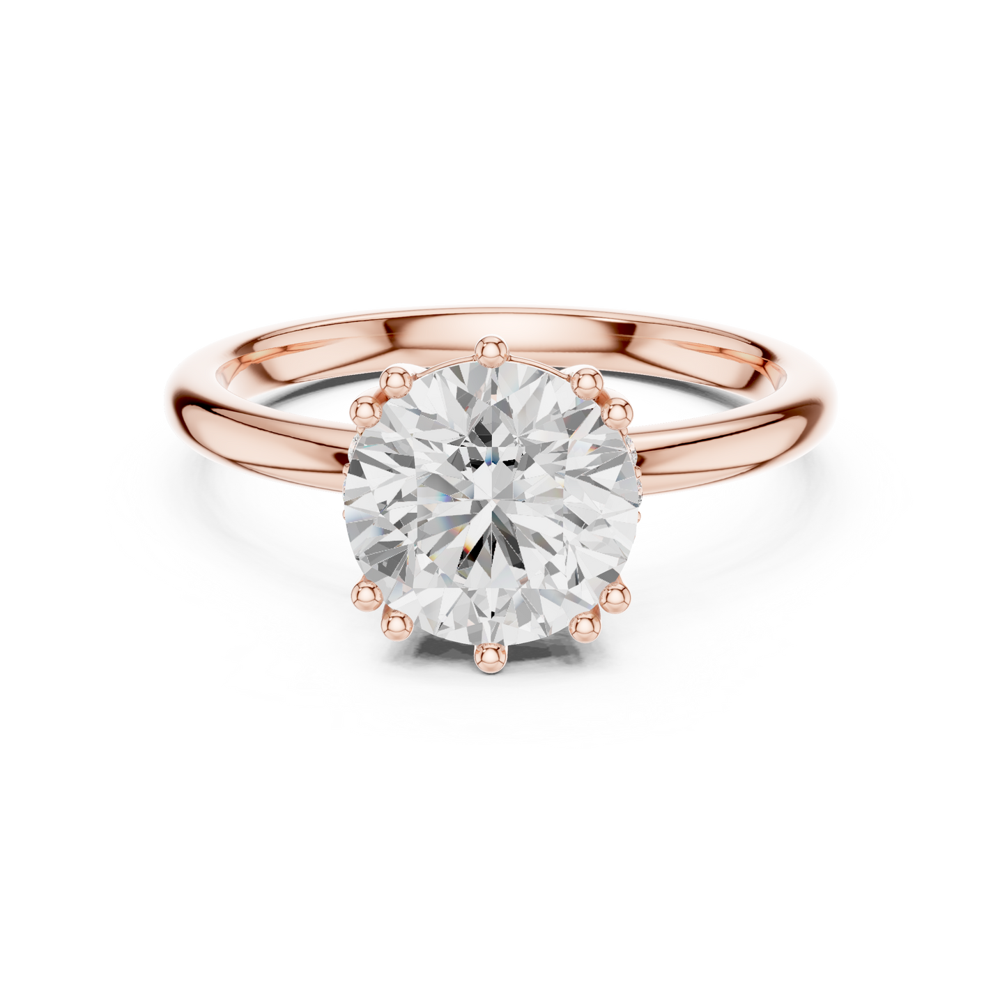 2.04ctw Round Cut Solitaire Ring with Hidden Halo | Yellow Gold