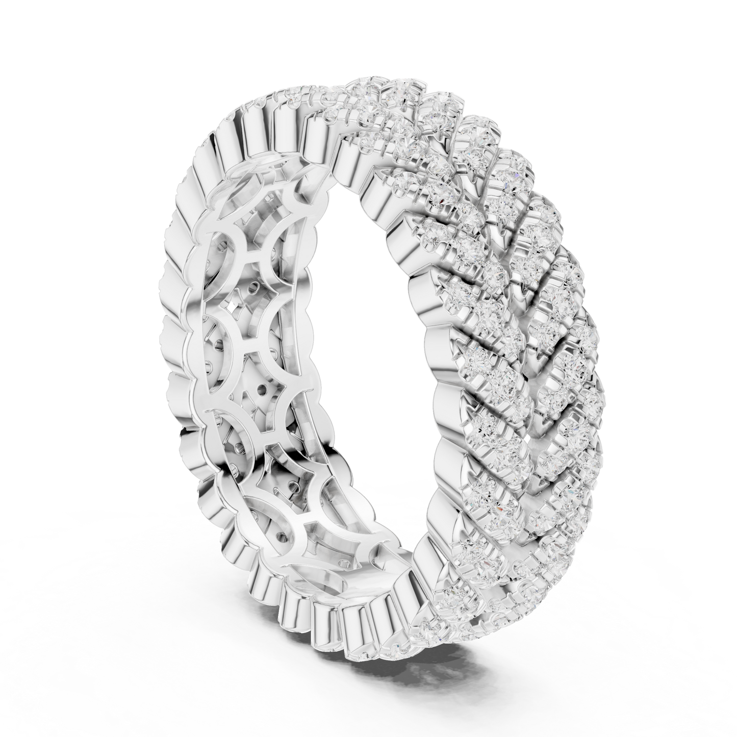1.01ctw Round Diamond Woven Braided Link Ring - Solid Gold