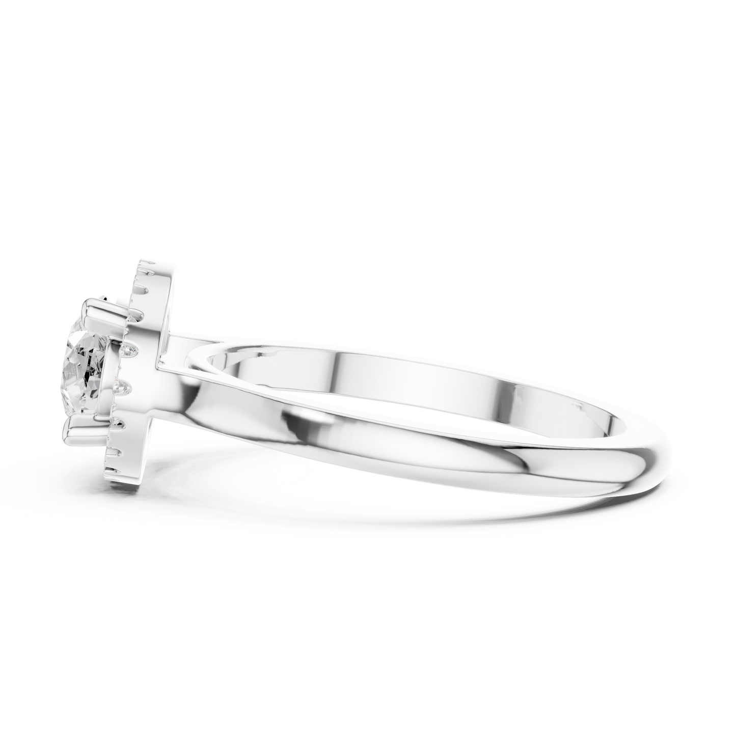 1.07ctw Pear Diamond East-West Halo Ring Plain Band - Solid Gold