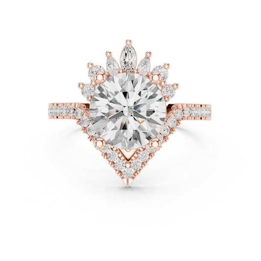 2.78 Carat Vintage Crown Round Cut Engagement Ring in Yellow Gold