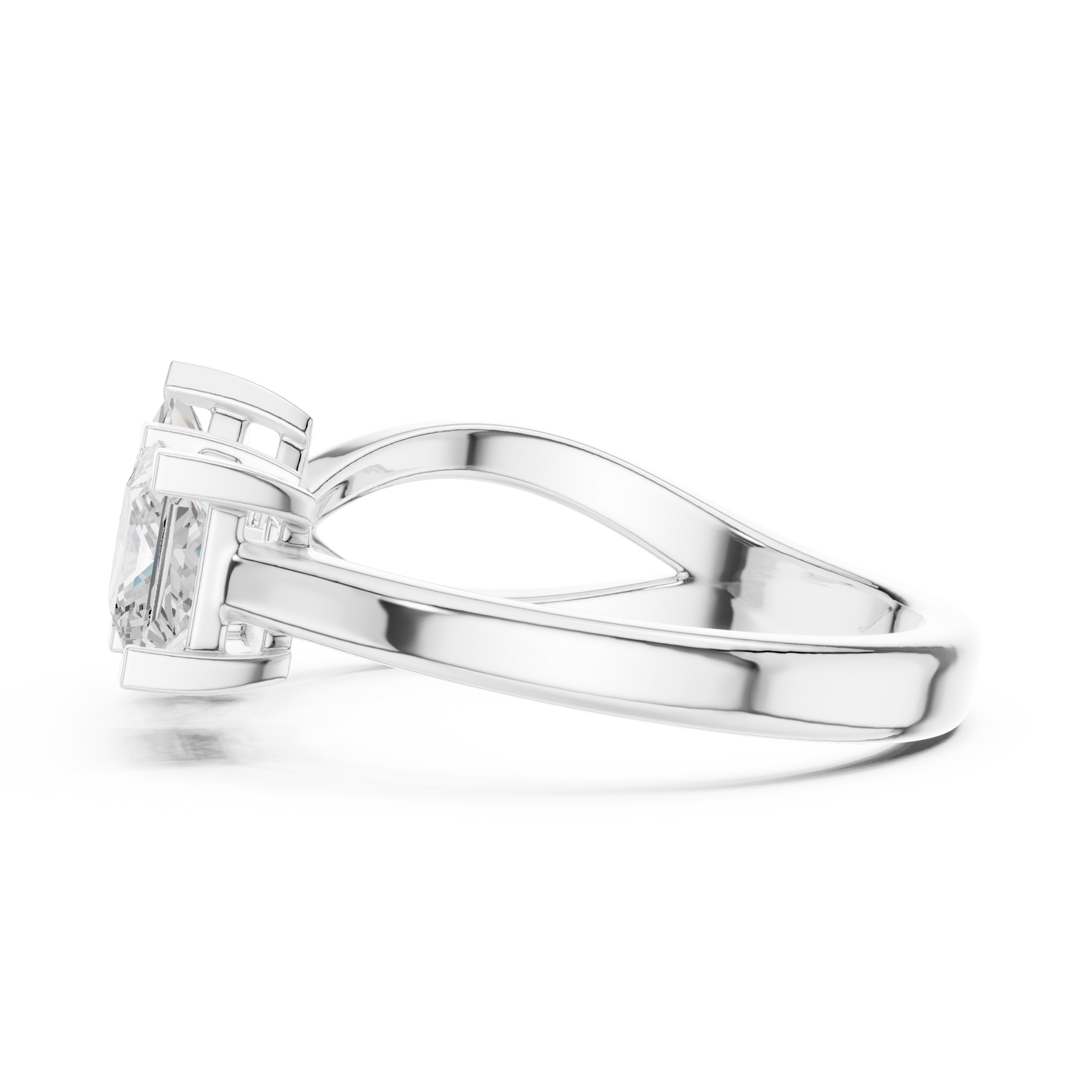 1.36ctw Asymmetric Princess Cut Two Stone Open Ring | Yellow Gold