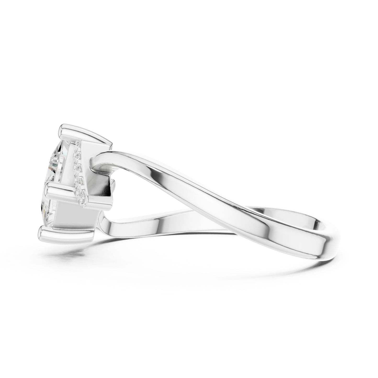 0.73ctw Kite Set Princess Cut Bypass Ring | Yellow Gold