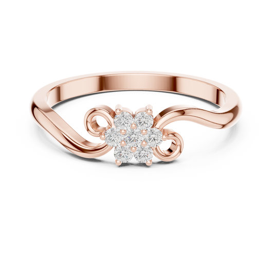 0.11 Carat Diamond Flower Cluster Bypass Ring | Yellow Gold