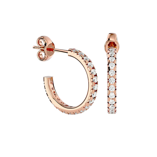 Brilliant Pave Huggie Earrings In Yellow Gold - 0.7 Round Cut Diamonds Sparkle