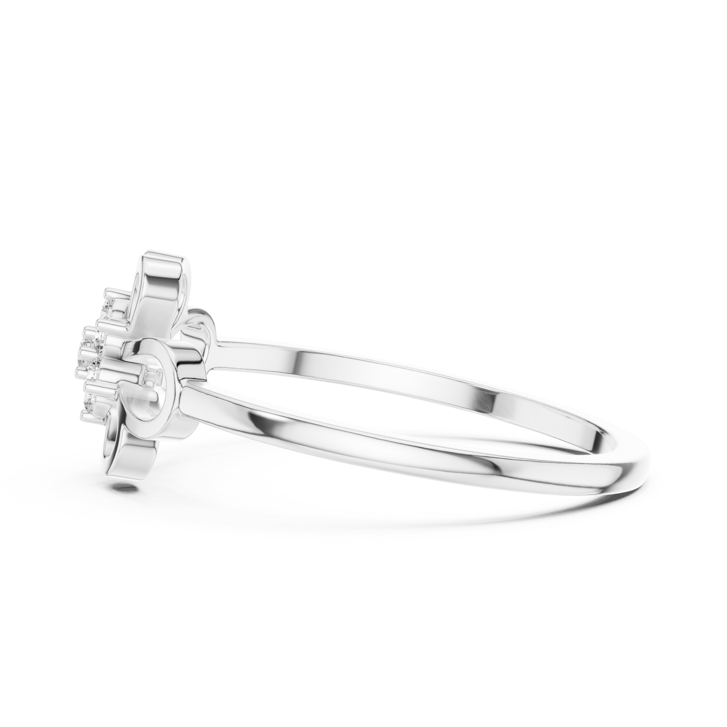 0.07 Diamond Flower Cluster Open Loop Ring | Yellow Gold