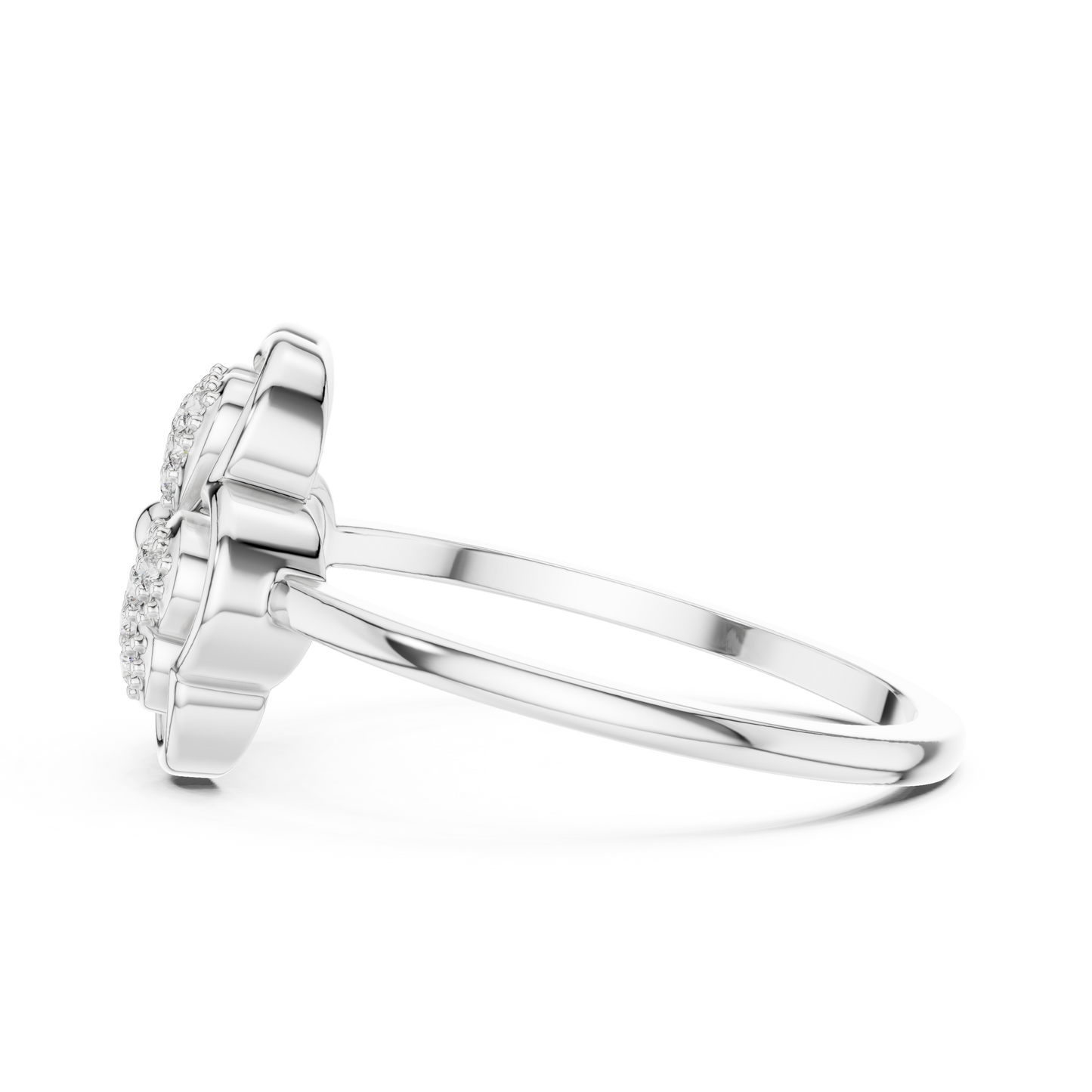 0.14ctw Round Diamond Three-Leaf Clover Heart Ring | Solid Gold