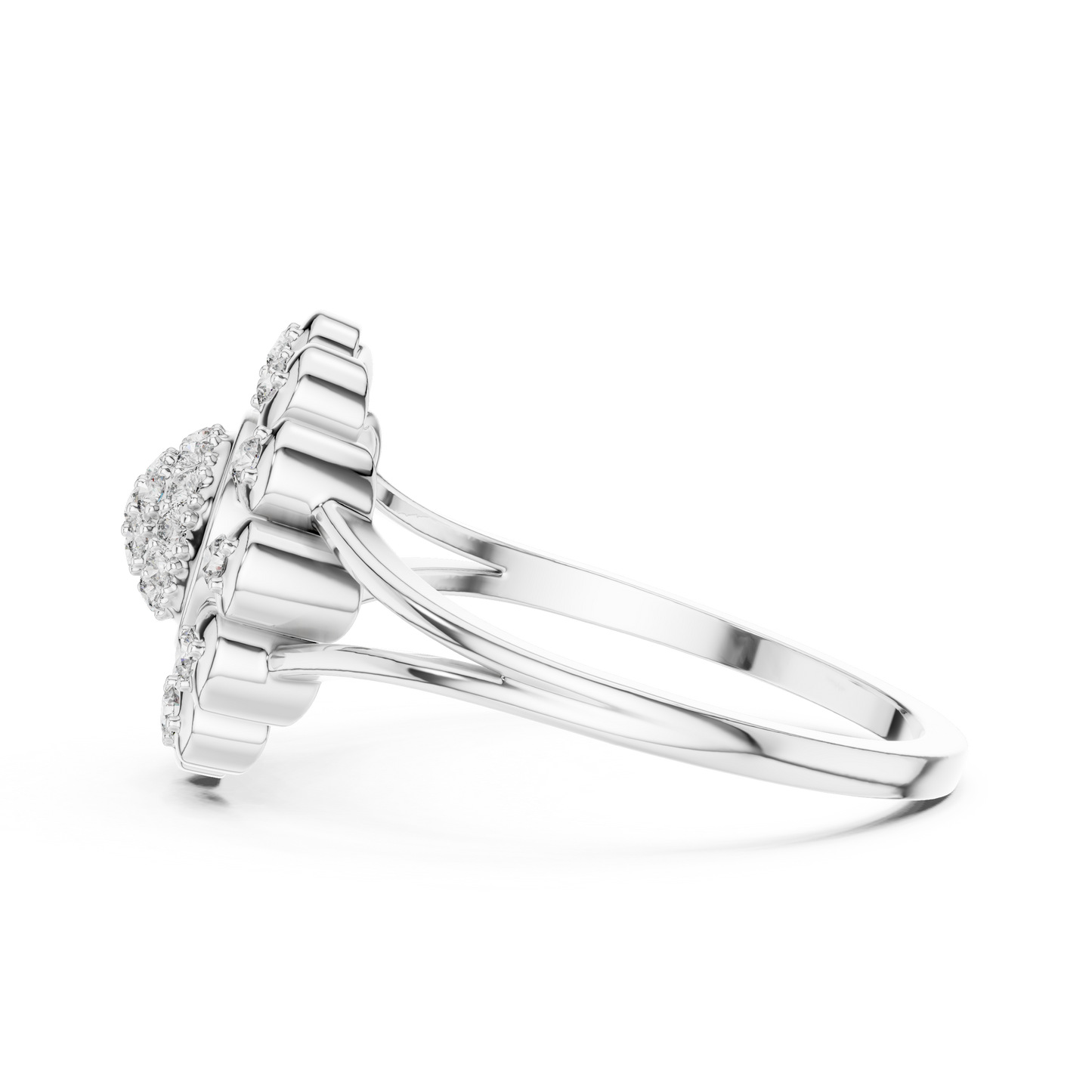 0.23ctw Round Diamond Sunflower Starburst Medallion Ring | Solid Gold