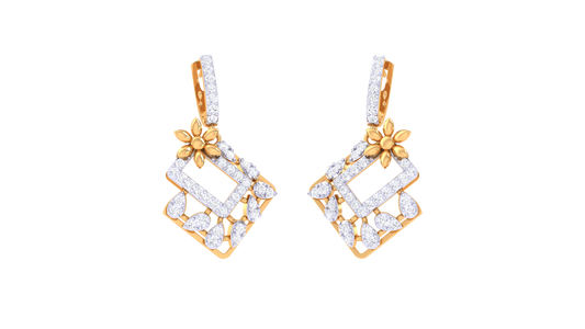 The Prism Mosic Hoop Earrings - 0.67 Ct Round Diamond In Yellow Gold