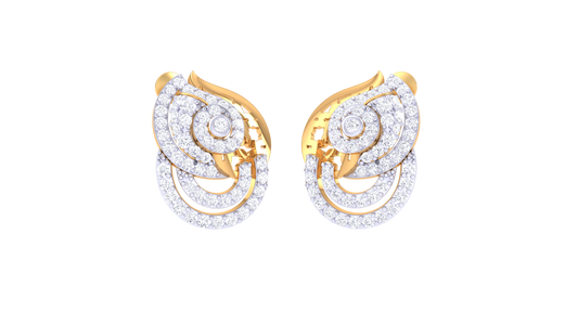 Surreal Delicate Stud Earrings In Yellow Gold - 0.77 Brilliant Sparkle Round Diamonds