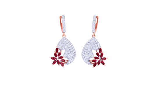 Crimson Bloom Hoop Earrings In Luminous Gold – 1.50 Ct Brilliant Diamonds