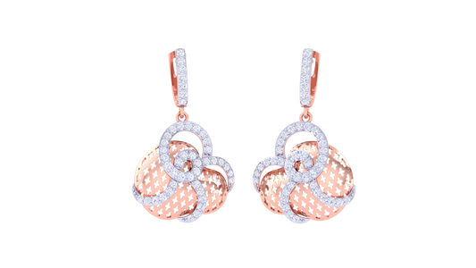 Vine Swirl Hoop Earrings in Gold - 0.81 Ct Diamonds