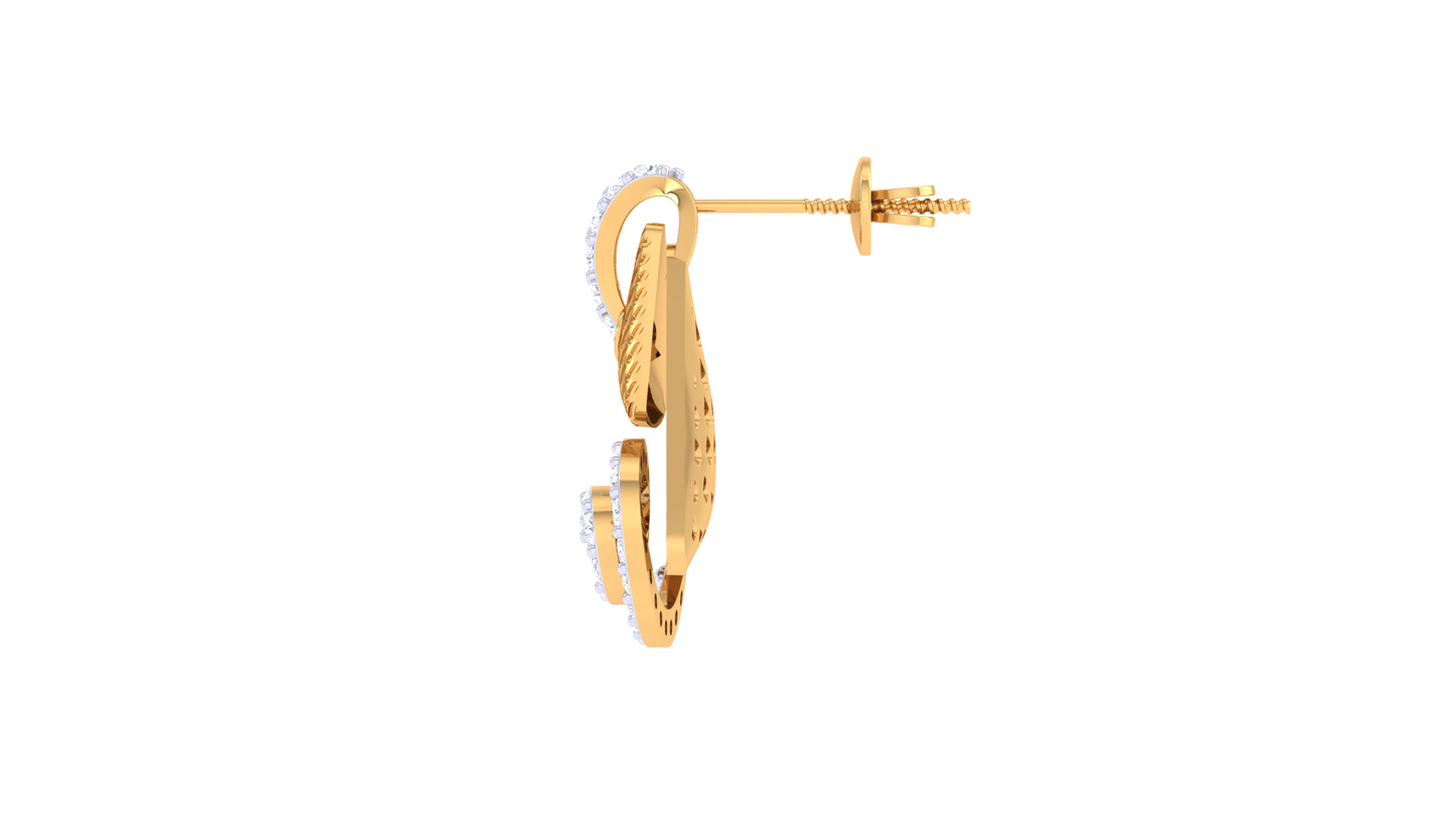 Spiral Crest Stud Earrings In Gold - 0.42 Ct Sparking Diamonds