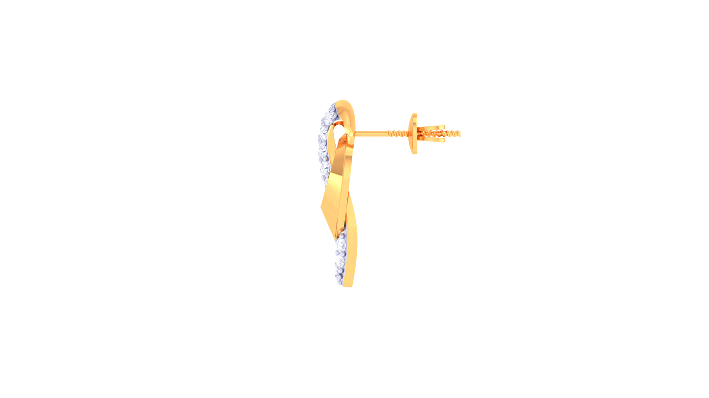 Modern Twist Golden Stud Earrings - 0.35 Ct Brilliant Diamonds