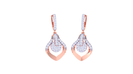 Stylized Solitaire Hoop Earrings In Lustrous Gold - 0.72 Ct Diamonds