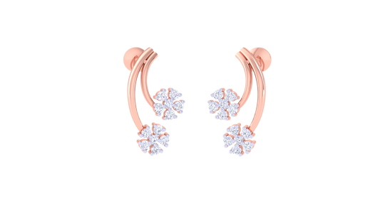 Crescent Bloom Stud Earrings In Gold - 0.20 Ct Dazzling Diamonds
