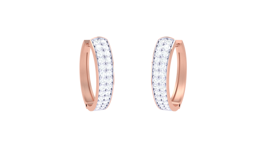 Twin Row Diamond Hoop Earrings In Gold – 0.34 Ct