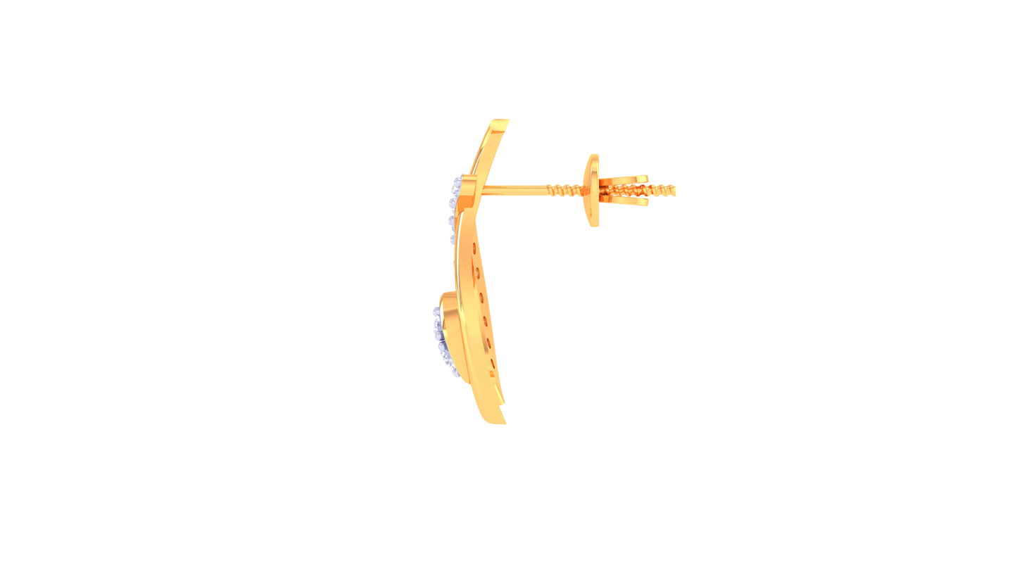 Flame Curve Stud Earrings In Gold - 0.18 Ct Brilliant White Diamonds