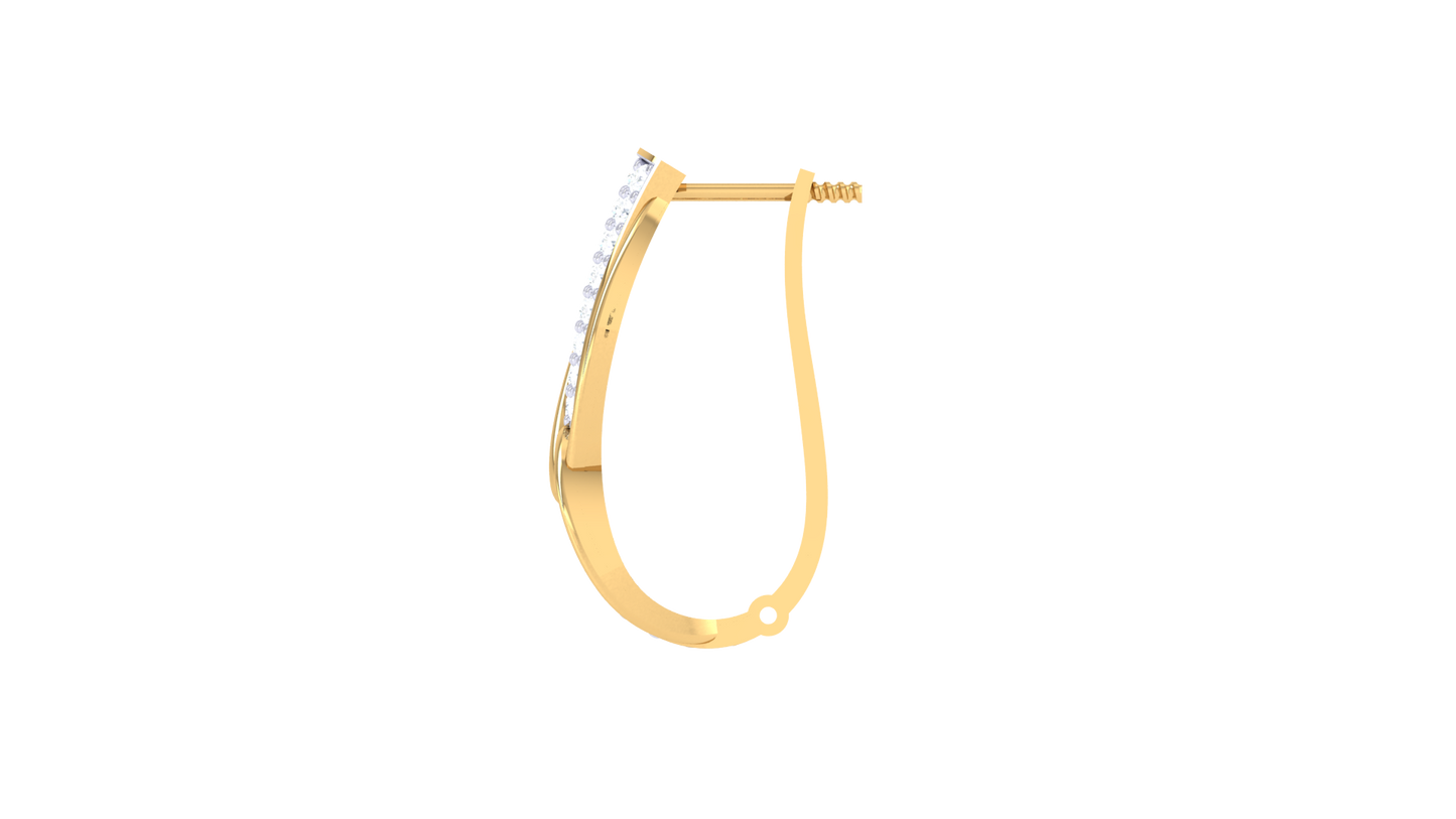 Twist Loop Hoop Earrings In Yellow Gold – 0.48 Ct Brilliant Cut Diamonds