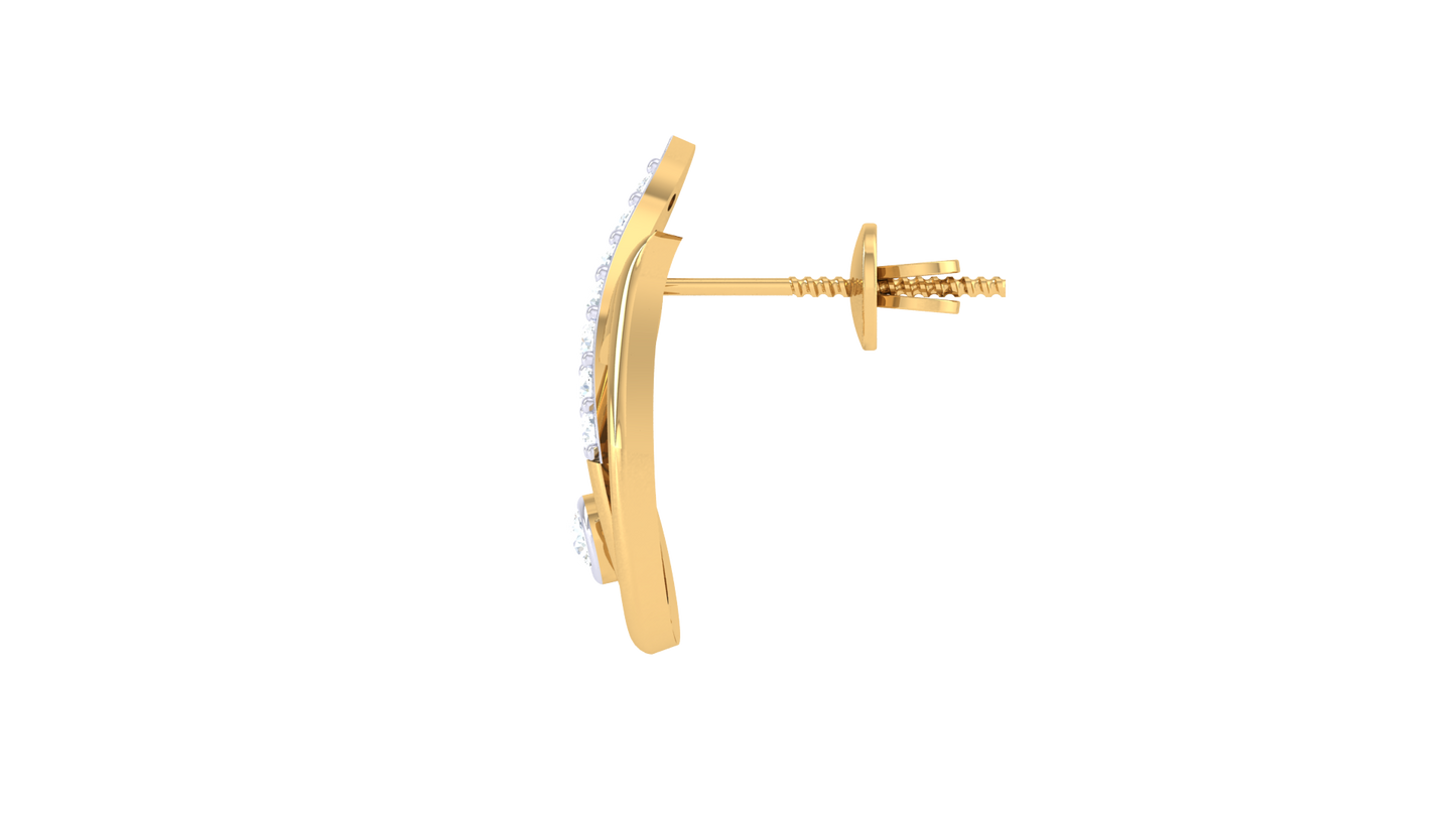 Vine Bloom Diamond Stud Earrings In Gold – 0.15 Ct