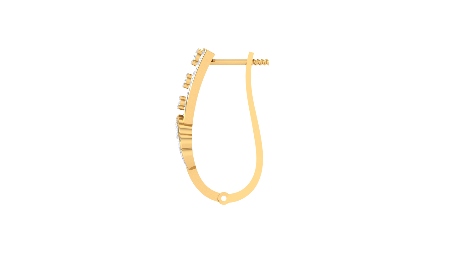 Twin Cascade Diamonds Hoop Earrings In Gold – 0.24 Ct Radiant Expression Of Luxury