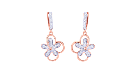 Petal Loop Hoop Earrings In Gold - 0.46 Ct Sparking White Diamonds