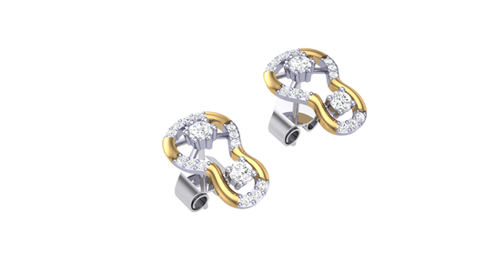 Chic Geometric Diamond Stud Earrings In Gold - 0.32 Ct