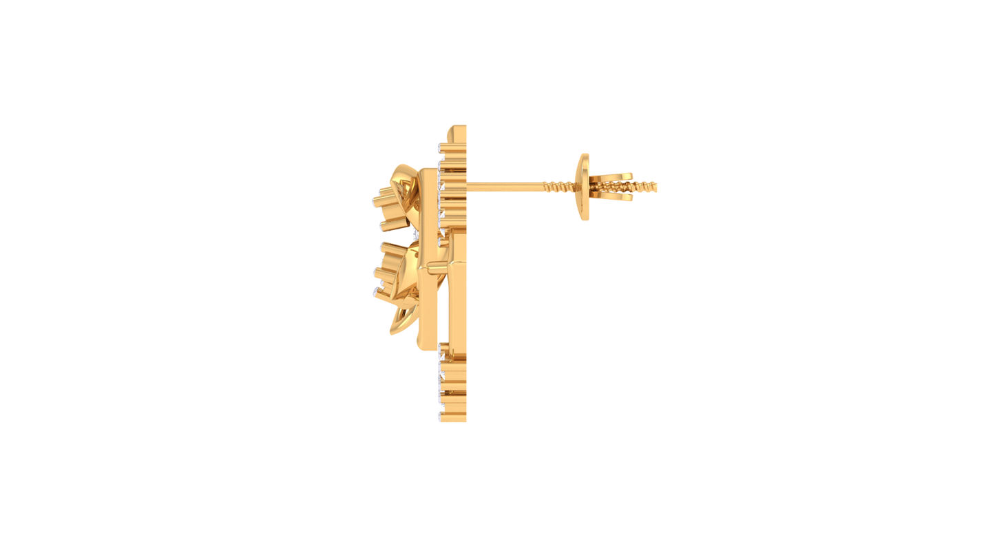 Flora Square Frame Studs Golden Earrings - 0.24 Ct Rounds Diamonds