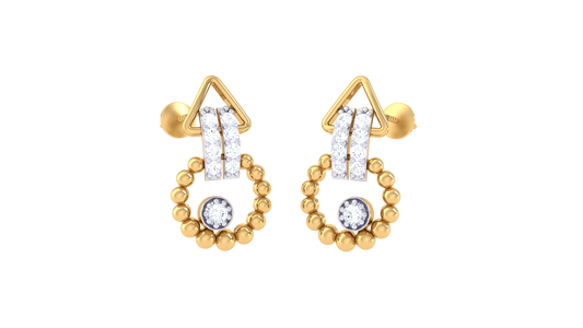 Honeycomb Hex Drop Earrings In Rose Gold – 0.12 Ct Brilliant Cut Diamonds