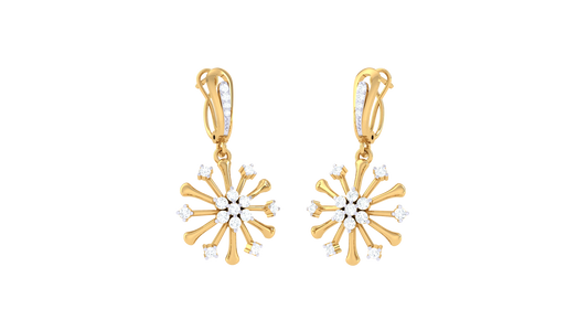 Spark Explosion Diamond Hoop Earrings in Gold – 0.34 Ct