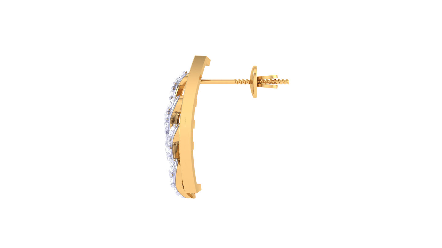 Layered Glow Golden Stud Earrings - 0.34 Ct Round Diamonds Sophisticated Styles and luxuri