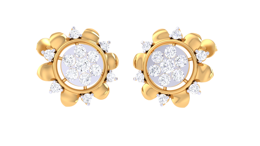 Twirling Blossom Diamond Stud Earrings - 0.81 Ct