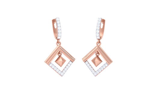 Square Orbit Diamond Hoop Earrings In Gold – 0.30 Ct