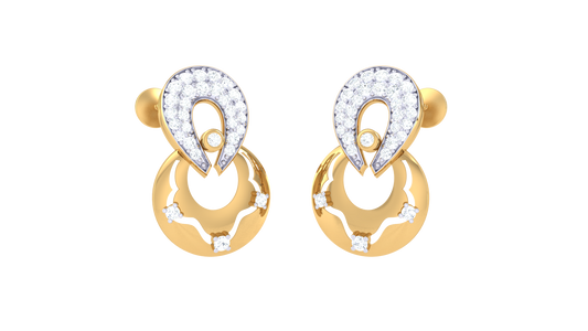 0.45 Ct Diamond Teardrop and Filigree Circle Earrings in Gold