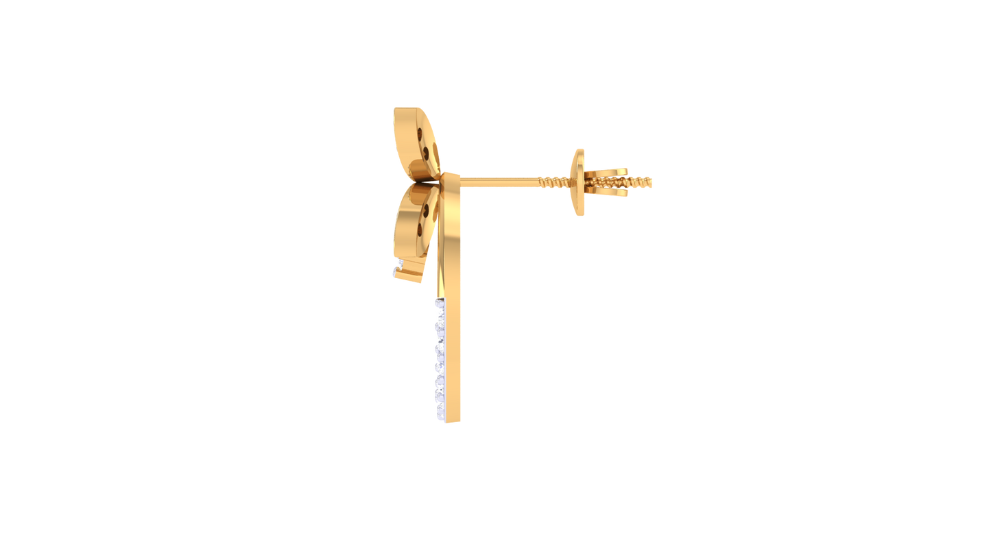 0.38 Ct- Gold Diamond Butterfly Halo Stud Earrings