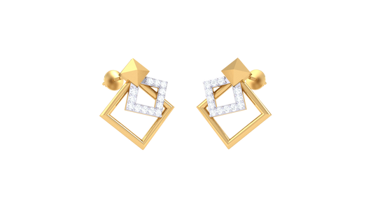 Sleek Chevron Diamond Stud Earrings In Gold - 0.13 Ct