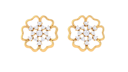 Luxurious Petals Stud Earrings In Rose Gold - 0.34 Ct Round Cut Diamonds