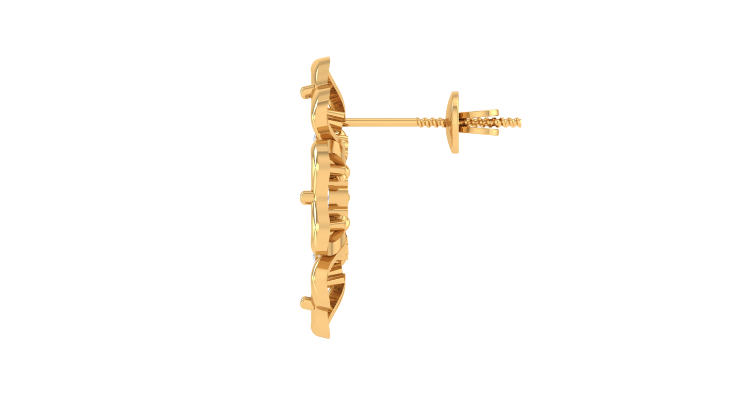 Luxurious Petals Stud Earrings In Rose Gold - 0.34 Ct Round Cut Diamonds