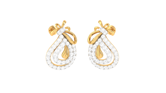 Celestial Knot Golden Drop Earrings - 0.56 Ct Sparkling Round Diamonds