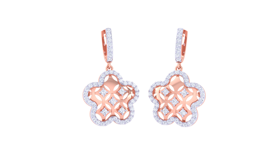 Mandala Star Hoop Earrings In Yellow Gold - 0.95 White Diamonds