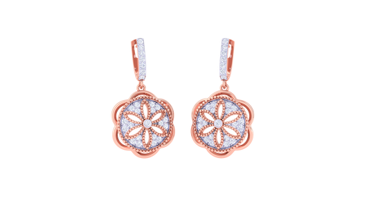 Floral Radiance Hoop Earrings In Dual-Tone Gold - 0.52 Ct Diamonds