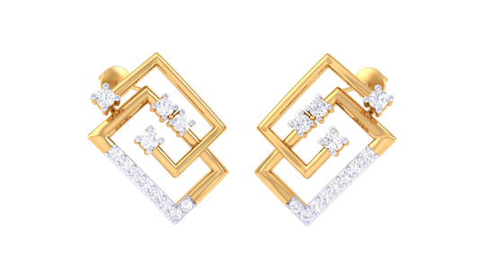 Lumière Twist Square Diamond Stud Earrings - 0.23Ct