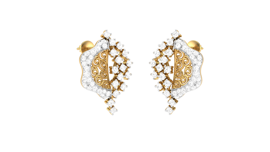 Baroque Bloom stud Earrings - 0.41 Ct Round Diamonds
