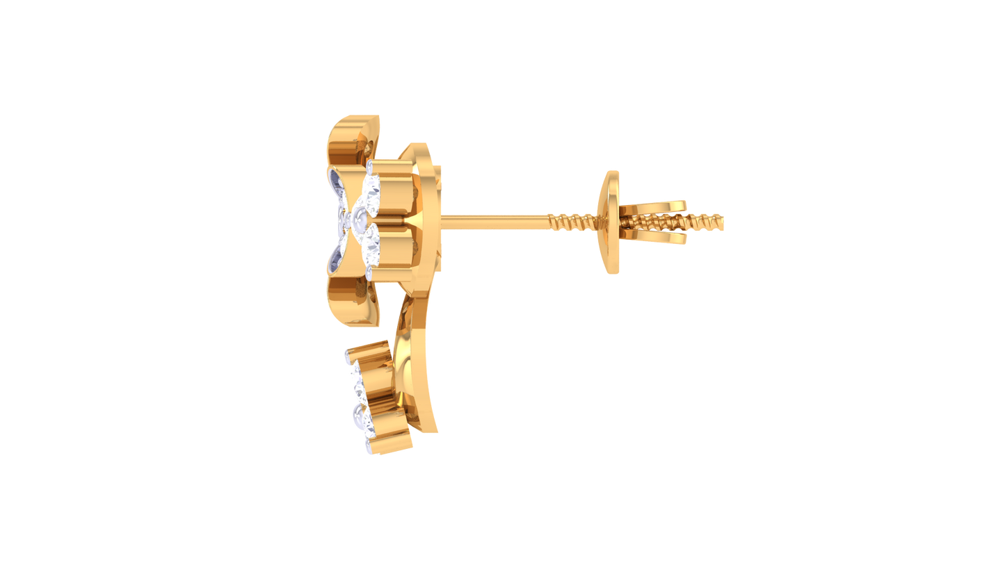 Radiant Petal Studs - 0.40 Ct Diamond Gold Earrings