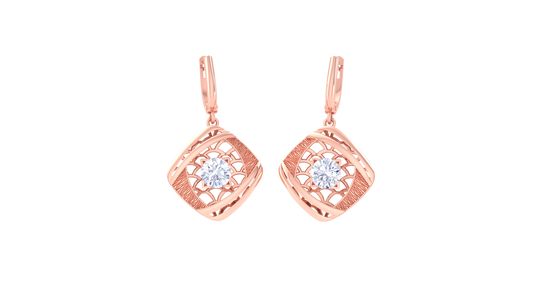 Geometric Elegance Gold Hoop Earrings - 0.64 Ct Round Diamond In Centers