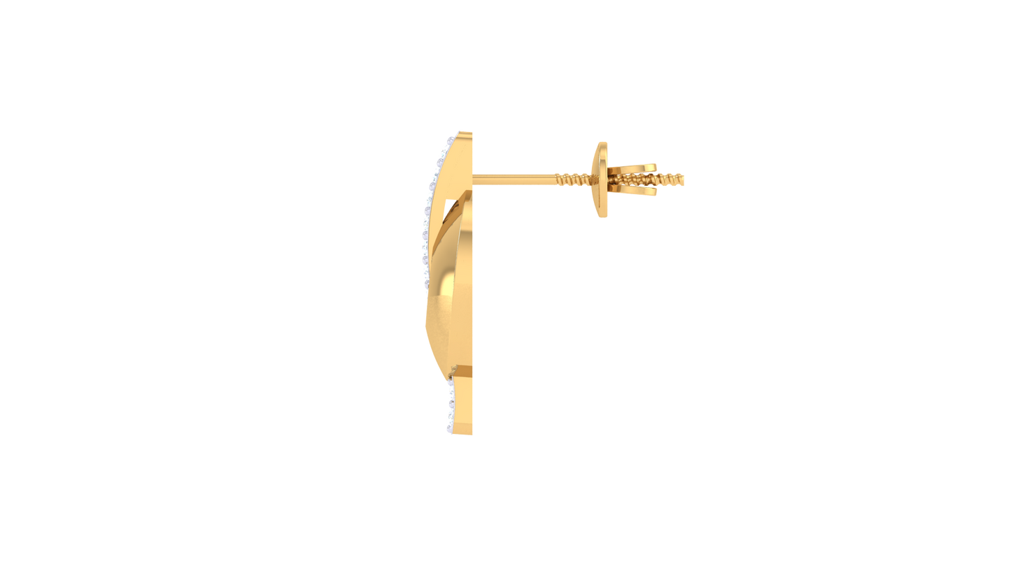 Vertical Bar Earrings With Gold Circular Base - 0.23 Ct Diamonds