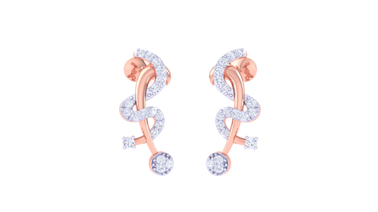 Serpentine Spark Drop Earrings – 0.28 Ct Diamond Flow In Sculpted Gold